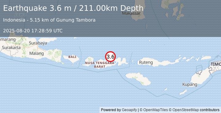 Earthquake SUMBAWA REGION, INDONESIA (3.6 m) (2025-08-20 17:28:59 UTC)