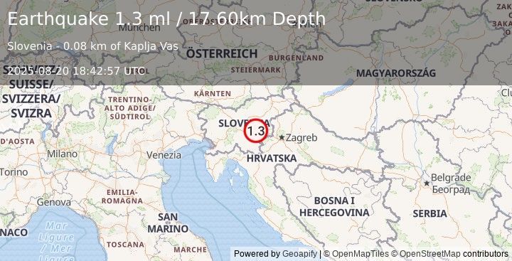 Earthquake SLOVENIA (1.3 ml) (2025-08-20 18:42:57 UTC)