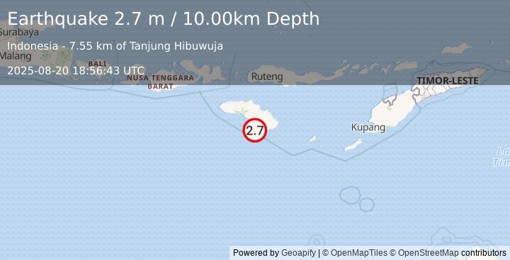 Earthquake SUMBA REGION, INDONESIA (2.7 m) (2025-08-20 18:56:43 UTC)