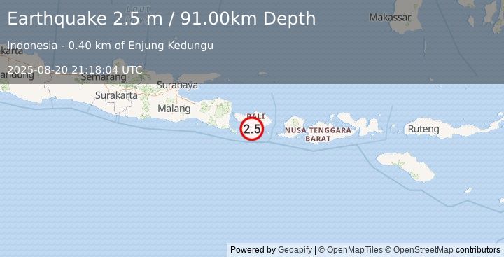 Earthquake BALI REGION, INDONESIA (2.5 m) (2025-08-20 21:18:04 UTC)