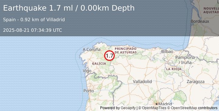 Earthquake SPAIN (1.7 ml) (2025-08-21 07:34:39 UTC)