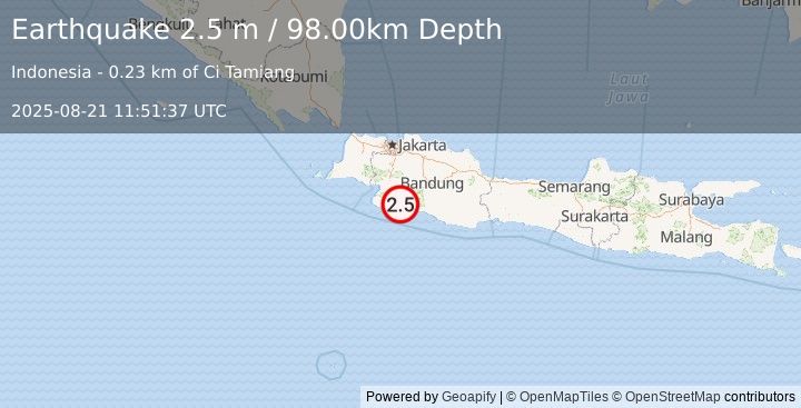 Earthquake JAVA, INDONESIA (2.5 m) (2025-08-21 11:51:37 UTC)