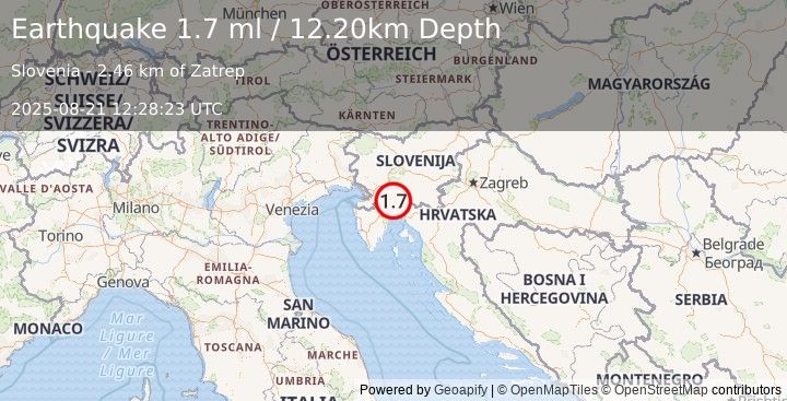 Earthquake SLOVENIA (1.7 ml) (2025-08-21 12:28:23 UTC)