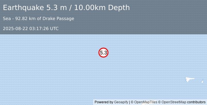 Earthquake DRAKE PASSAGE (5.1 mb) (2025-08-22 03:17:24 UTC)