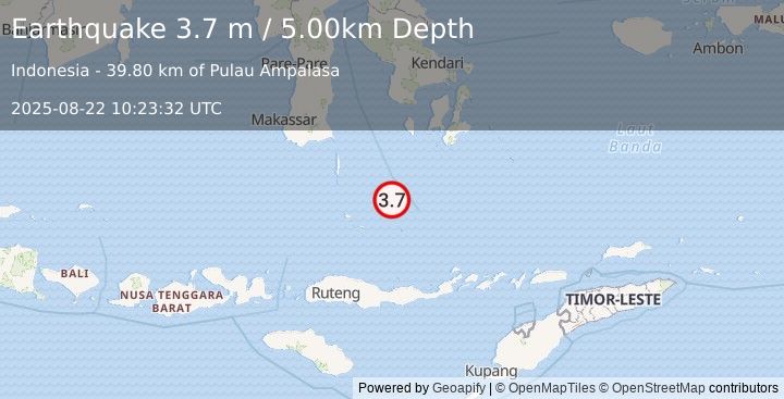 Earthquake FLORES SEA (3.7 m) (2025-08-22 10:23:32 UTC)