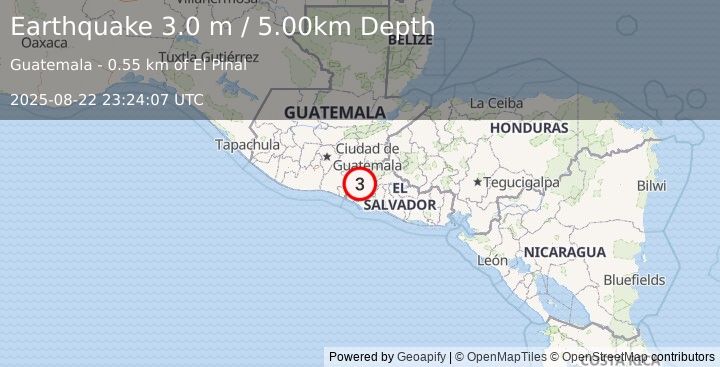 Earthquake GUATEMALA (3.0 m) (2025-08-22 23:24:07 UTC)