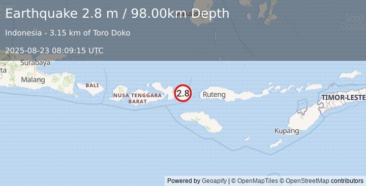 Earthquake FLORES REGION, INDONESIA (2.8 m) (2025-08-23 08:09:15 UTC)