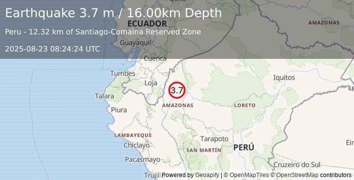 Earthquake PERU-ECUADOR BORDER REGION (3.7 m) (2025-08-23 08:24:24 UTC)