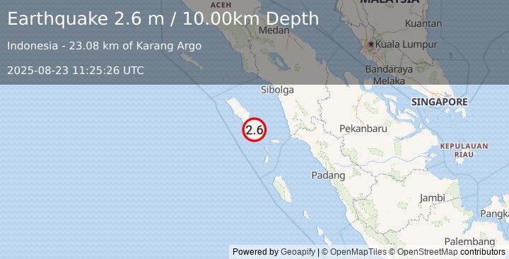 Earthquake NIAS REGION, INDONESIA (2.6 m) (2025-08-23 11:25:26 UTC)