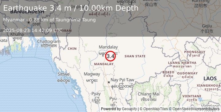Earthquake MYANMAR (3.4 m) (2025-08-23 14:42:09 UTC)