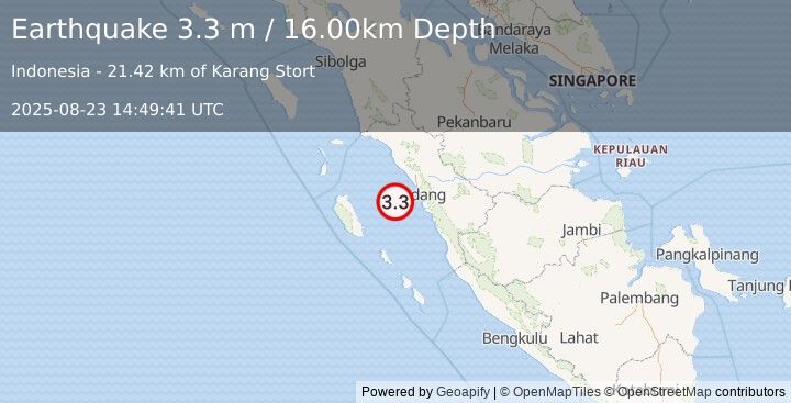 Earthquake KEP. MENTAWAI REGION, INDONESIA (3.3 m) (2025-08-23 14:49:41 UTC)