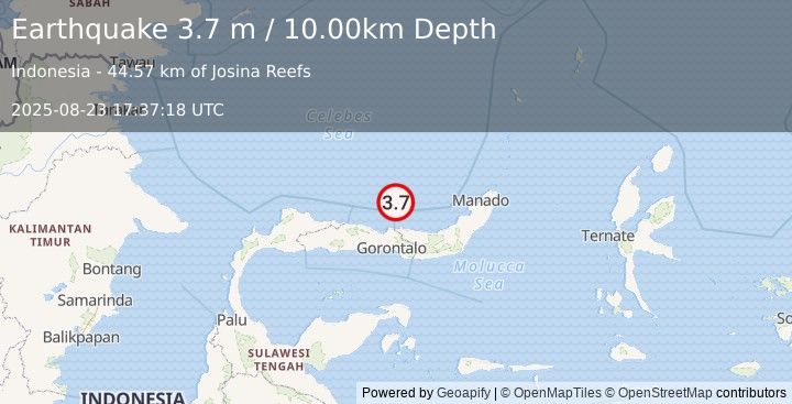 Earthquake MINAHASA, SULAWESI, INDONESIA (3.7 m) (2025-08-23 17:37:18 UTC)