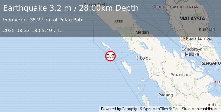 Earthquake NIAS REGION, INDONESIA (3.2 m) (2025-08-23 18:05:49 UTC)