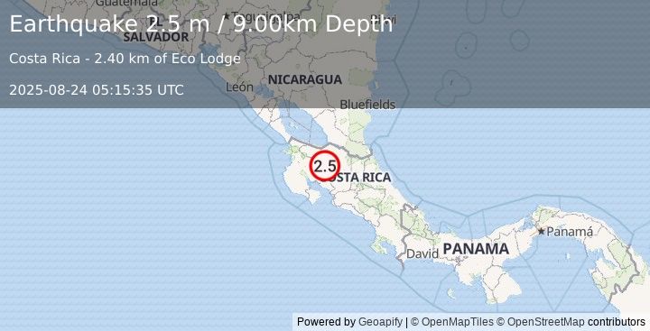 Earthquake COSTA RICA (2.5 m) (2025-08-24 05:15:35 UTC)