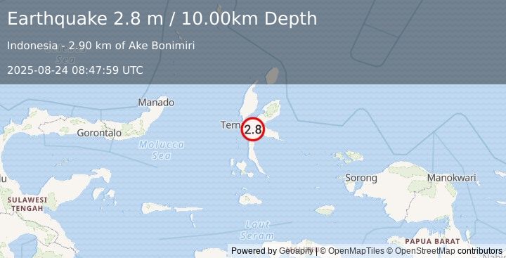 Earthquake HALMAHERA, INDONESIA (2.8 m) (2025-08-24 08:47:59 UTC)