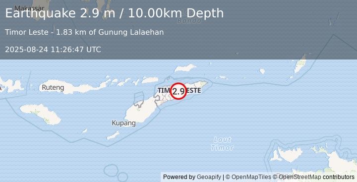 Earthquake EAST TIMOR REGION (2.9 m) (2025-08-24 11:26:47 UTC)