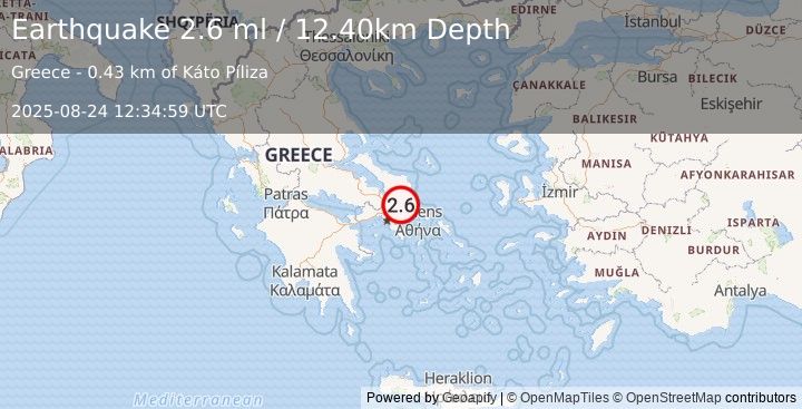 Earthquake AEGEAN SEA (2.6 ml) (2025-08-24 12:34:59 UTC)