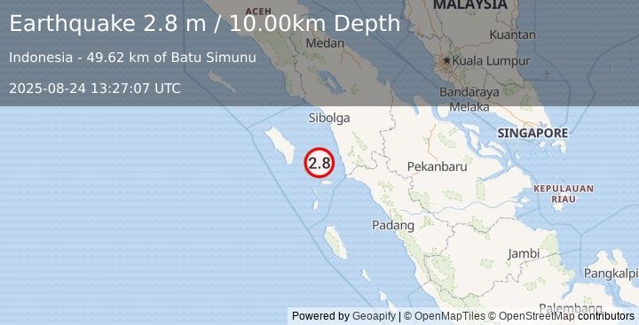 Earthquake NIAS REGION, INDONESIA (2.8 m) (2025-08-24 13:27:07 UTC)