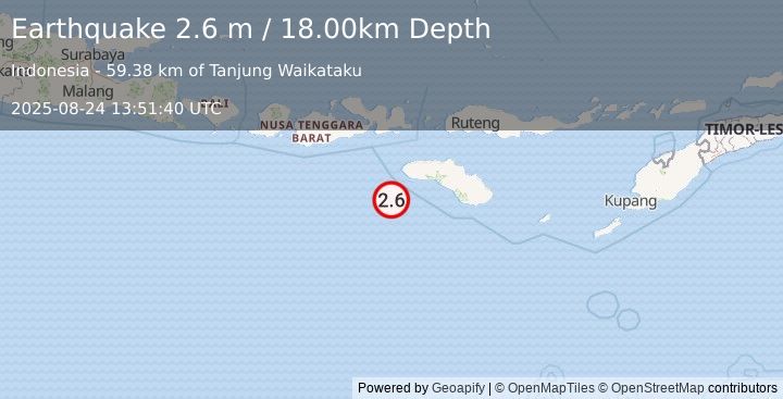 Earthquake SOUTH OF SUMBAWA, INDONESIA (2.6 m) (2025-08-24 13:51:40 UTC)