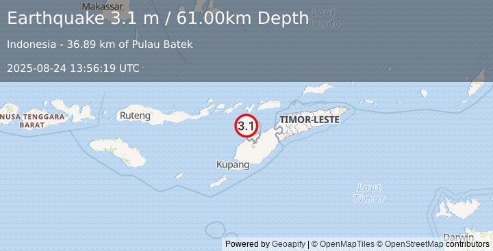 Earthquake KEPULAUAN ALOR, INDONESIA (3.1 m) (2025-08-24 13:56:19 UTC)