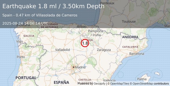 Earthquake SPAIN (1.8 ml) (2025-08-24 14:06:14 UTC)