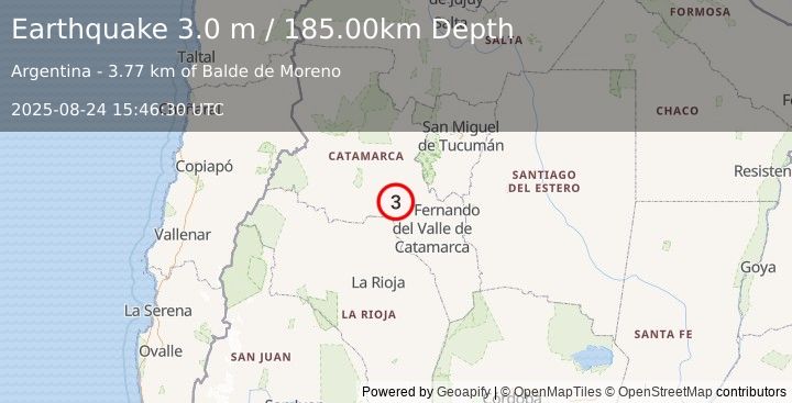 Earthquake CATAMARCA, ARGENTINA (3.0 m) (2025-08-24 15:46:30 UTC)