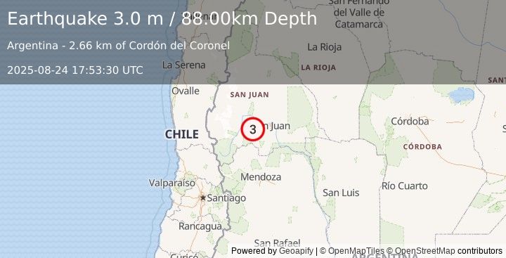 Earthquake SAN JUAN, ARGENTINA (3.0 m) (2025-08-24 17:53:30 UTC)