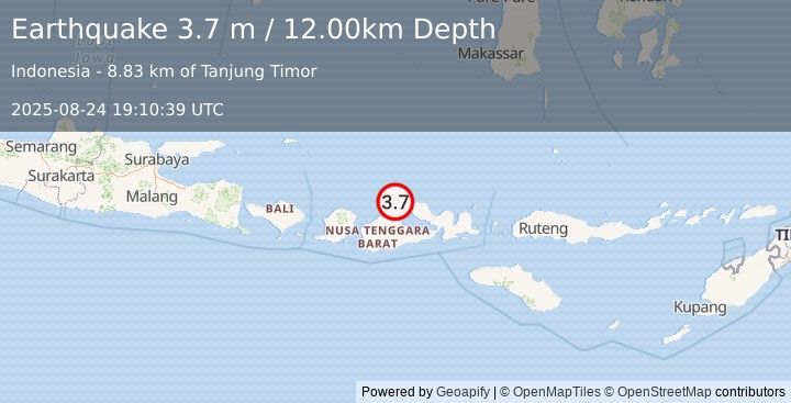 Earthquake SUMBAWA REGION, INDONESIA (3.7 m) (2025-08-24 19:10:39 UTC)