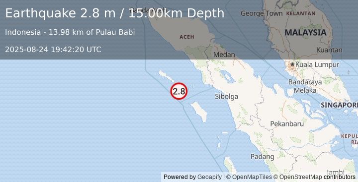 Earthquake NIAS REGION, INDONESIA (2.8 m) (2025-08-24 19:42:20 UTC)