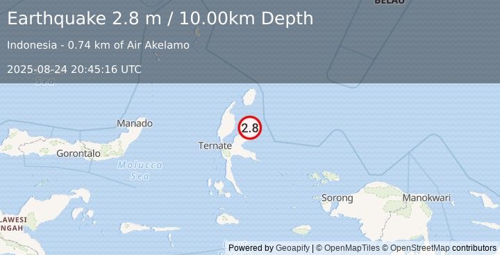 Earthquake HALMAHERA, INDONESIA (2.8 m) (2025-08-24 20:45:16 UTC)