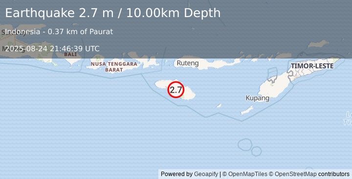 Earthquake SUMBA REGION, INDONESIA (2.7 m) (2025-08-24 21:46:39 UTC)