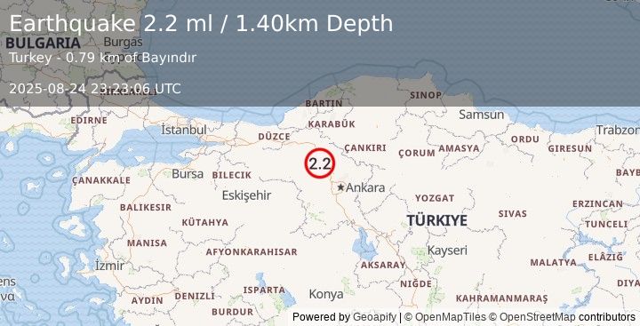 Earthquake CENTRAL TURKEY (2.0 ml) (2025-08-24 23:23:06 UTC)