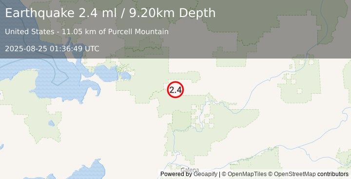 Earthquake NORTHERN ALASKA (2.4 ml) (2025-08-25 01:36:49 UTC)