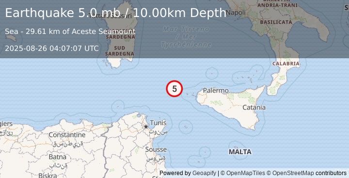 Earthquake SICILY, ITALY (4.8 mw) (2025-08-26 04:07:08 UTC)