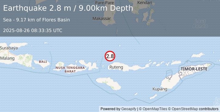 Earthquake FLORES SEA (2.8 m) (2025-08-26 08:33:35 UTC)