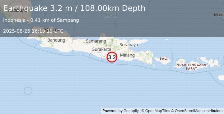 Earthquake JAVA, INDONESIA (3.2 m) (2025-08-26 16:19:19 UTC)