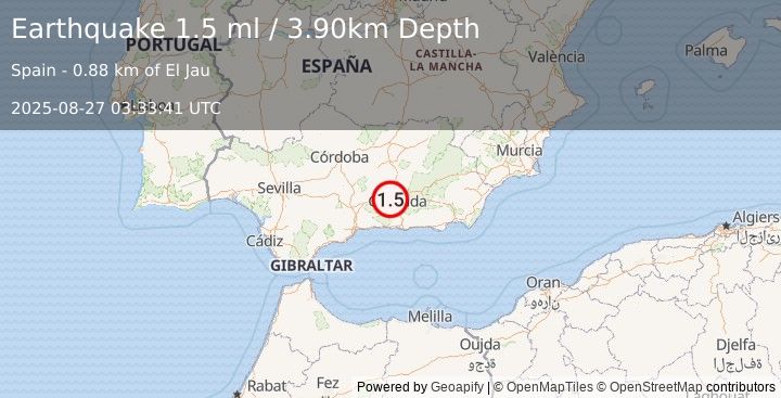 Earthquake SPAIN (1.5 ml) (2025-08-27 03:33:41 UTC)
