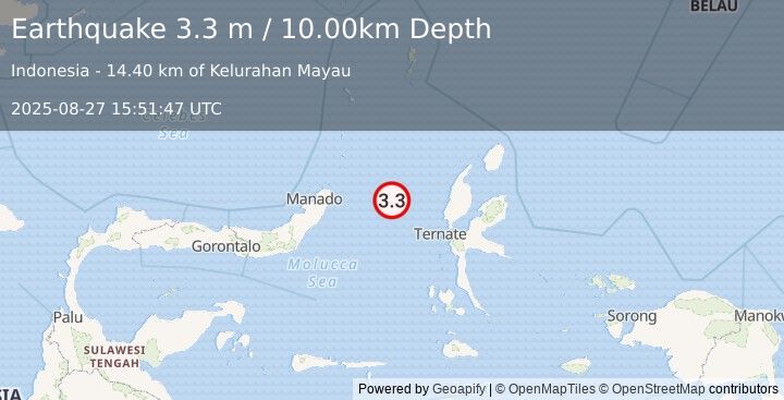 Earthquake MOLUCCA SEA (3.3 m) (2025-08-27 15:51:47 UTC)