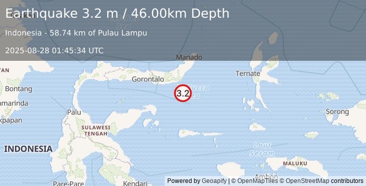 Earthquake MOLUCCA SEA (3.2 m) (2025-08-28 01:45:34 UTC)