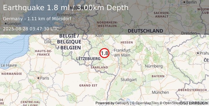 Earthquake GERMANY (1.8 ml) (2025-08-28 03:47:30 UTC)