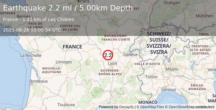 Earthquake FRANCE (2.2 ml) (2025-08-28 10:00:54 UTC)