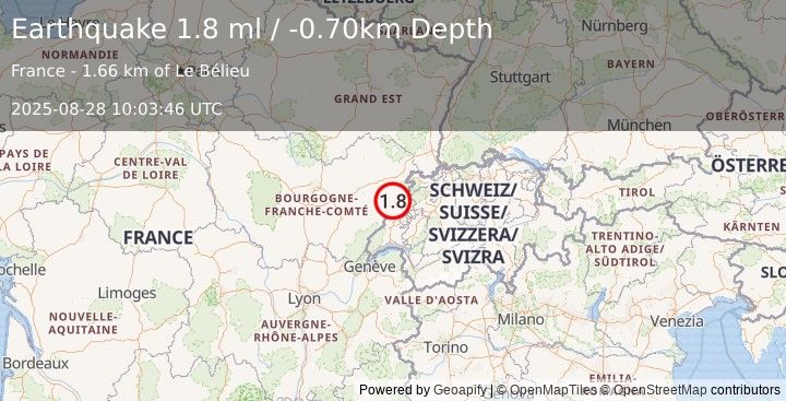 Earthquake FRANCE (1.8 ml) (2025-08-28 10:03:46 UTC)