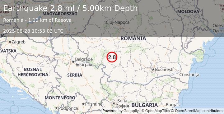 Earthquake ROMANIA (2.6 ml) (2025-08-28 10:53:04 UTC)