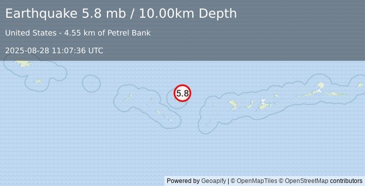 Earthquake RAT ISLANDS, ALEUTIAN ISLANDS (5.6 mb) (2025-08-28 11:07:48 UTC)