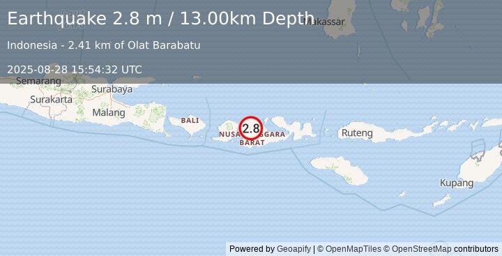 Earthquake SUMBAWA REGION, INDONESIA (2.8 m) (2025-08-28 15:54:32 UTC)