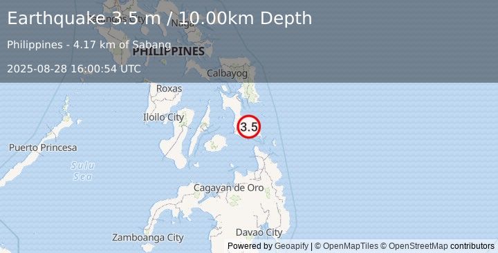 Earthquake LEYTE, PHILIPPINES (3.5 m) (2025-08-28 16:00:54 UTC)