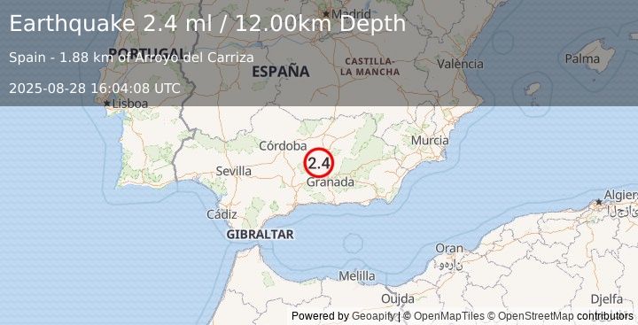 Earthquake SPAIN (2.4 ml) (2025-08-28 16:04:08 UTC)