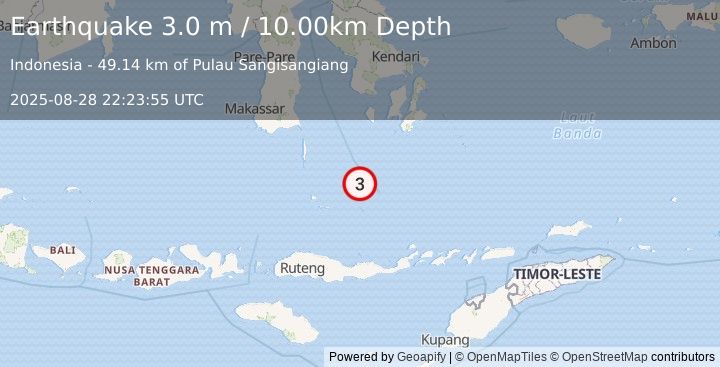 Earthquake FLORES SEA (3.0 m) (2025-08-28 22:23:55 UTC)