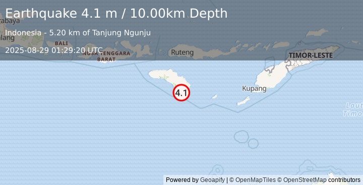 Earthquake SUMBA REGION, INDONESIA (4.1 m) (2025-08-29 01:29:20 UTC)