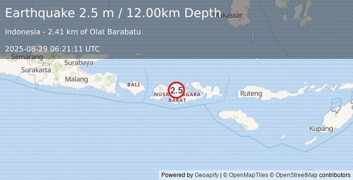 Earthquake SUMBAWA REGION, INDONESIA (2.5 m) (2025-08-29 06:21:11 UTC)